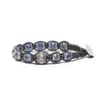 bracciale Tamashii zaffiro BPS100-SA, edizione limitata precious and limited in zaffiro, argento e cordino nero, unisex