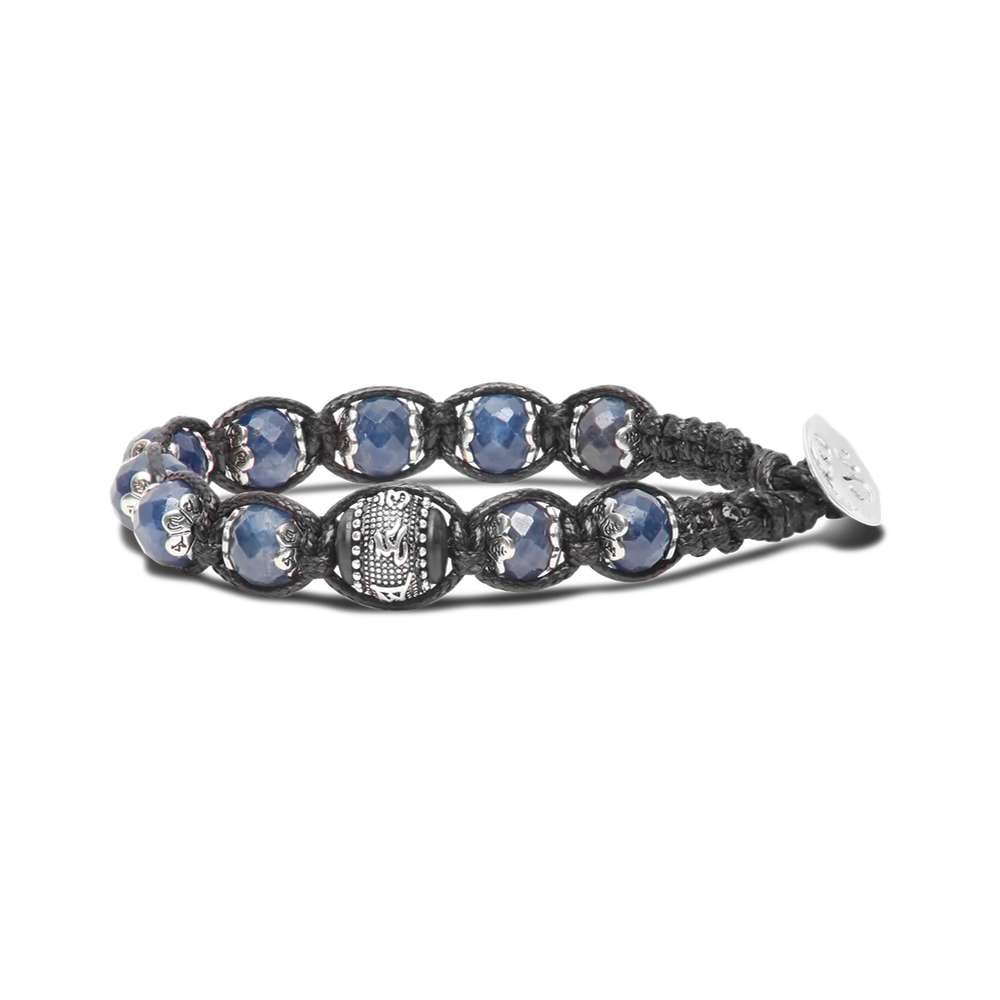 bracciale Tamashii zaffiro BPS100-SA, edizione limitata precious and limited in zaffiro, argento e cordino nero, unisex
