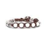 bracciale Tamashii cinque tibetani agata bianca BHS924-S4-14, in argento, agata bianca sfaccettata e cordino marrone, unisex