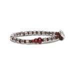 bracciale Tamashii cilindri argento BHS924-S4, in argento e cordino marrone, unisex
