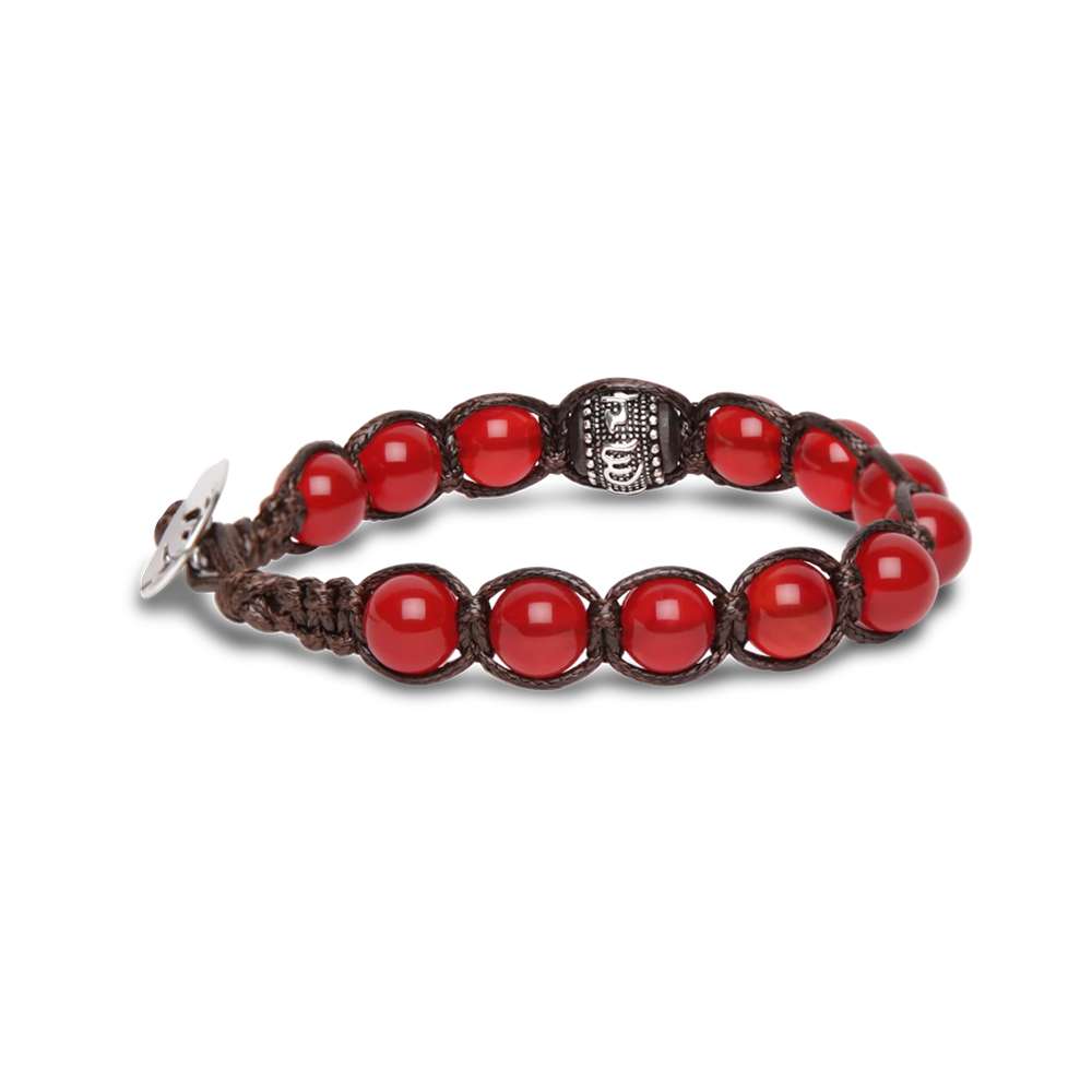 bracciale Tamashii agata rosso passione BHS1100-124, in agata, argento e cordino marrone, unisex