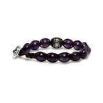 bracciale Tamashii ametista BHS1100-8, in ametista, argento e cordino marrone, unisex