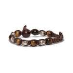 bracciale Tamashii argento e occhio di tigre marrone BHS900-214S, in occhio di tigre, argento e cordino marrone, unisex