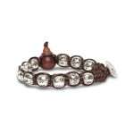 bracciale Tamashii sfere argento BHS924-S3, in argento e cordino marrone, unisex