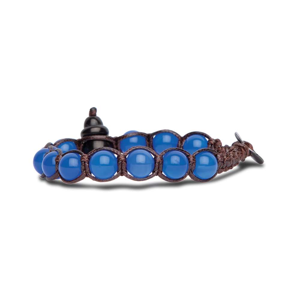 bracciale Tamashii shungite agata blu BHSS900-18, in agata blu e cordino marrone, unisex