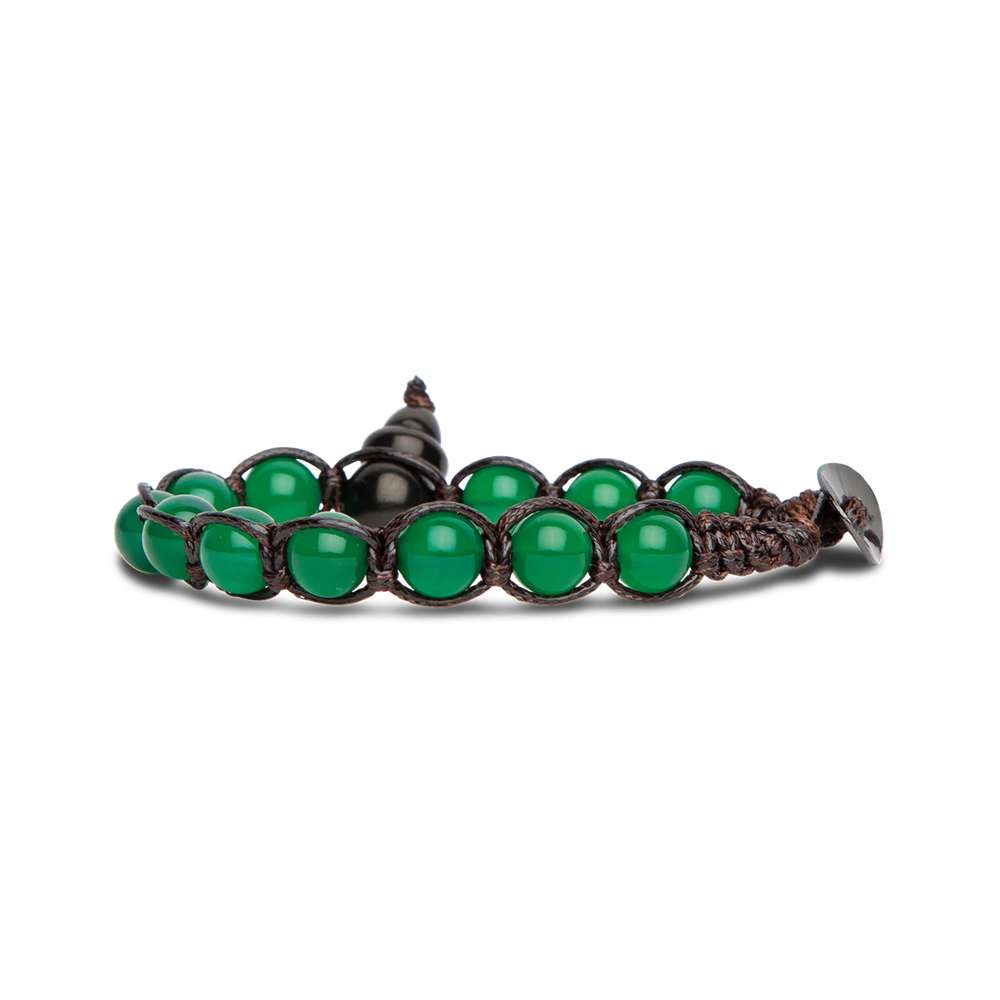bracciale Tamashii shungite agata verde BHSS900-12, in agata verde e cordino marrone, unisex
