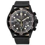 orologio Vagary Aquadiver IV4-349-60 cronografo acciaio nero e pelle nera