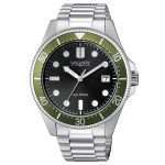 orologio Vagary Aqua39 VD5-112-53, subacqueo, movimento al quarzo, quadrante nero e ghiera verde